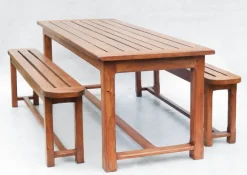 Pamono Vintage French Provincial Slatted Pine Outside Dining Table, 1980><noscript><img width=