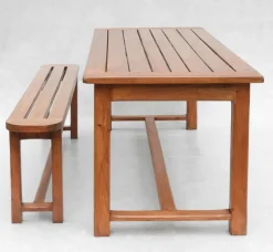 Pamono Vintage French Provincial Slatted Pine Outside Dining Table, 1980><noscript><img width=