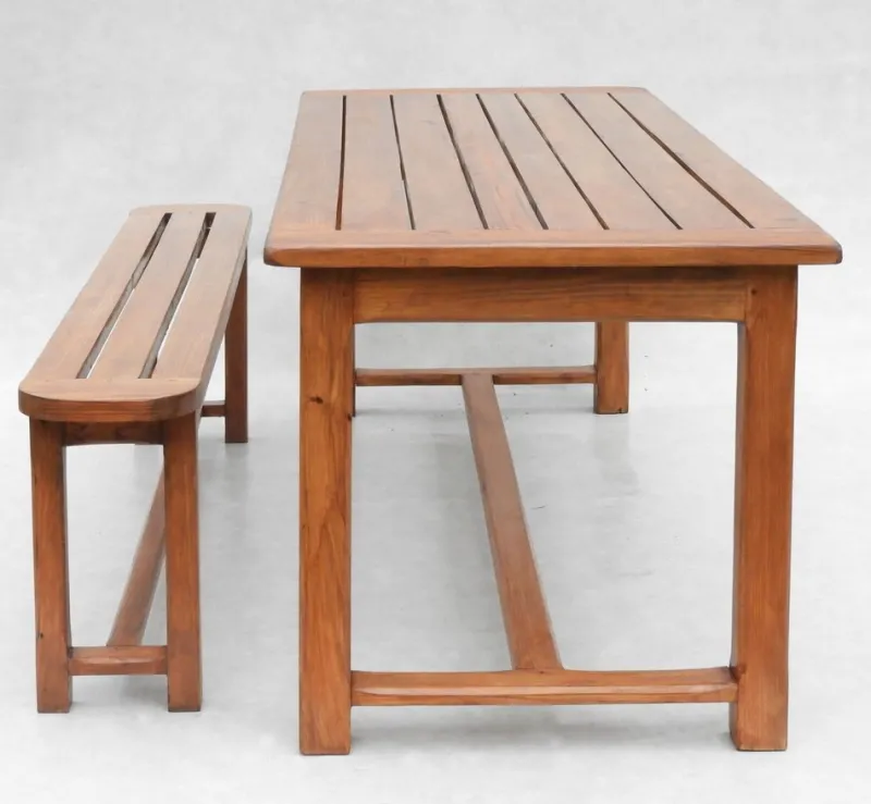Pamono Vintage French Provincial Slatted Pine Outside Dining Table, 1980> Garden Tables