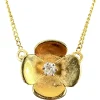 Discount Pamono Vintage French Quatrefoil Flower Pendant in 18 Karat Yellow Gold with Diamond, 1950s