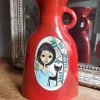 Hot Pamono Vintage French Red Glazed Studio Pottery Vase with Female Portrait by Jean de Lespinasse, 1950s