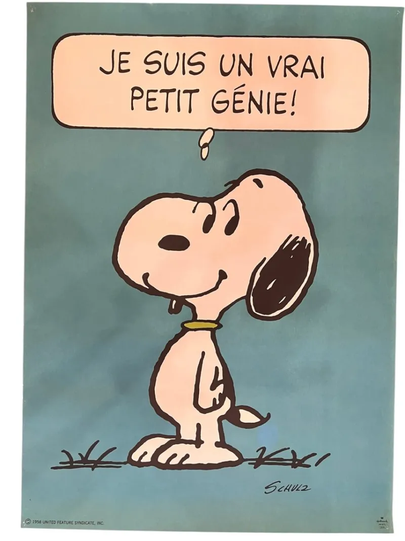 Pamono Vintage French Snoopy Little Genius Poster after Charles Schulz, 1971> Posters|Wall Decor