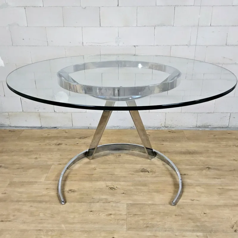 Pamono Vintage French Space Age Dining Table and Chairs by Boris Tabacoff, 1970s, Set of 5> Dining Tables & Sets