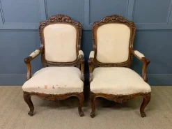 Pamono Vintage French Walnut Chairs, 1880, Set of 2> Lounge Chairs & Armchairs