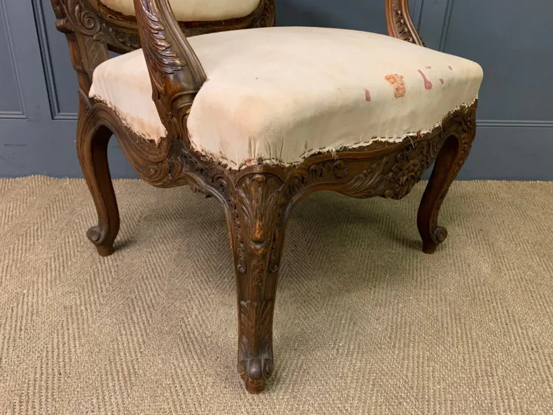 Pamono Vintage French Walnut Chairs, 1880, Set of 2> Lounge Chairs & Armchairs