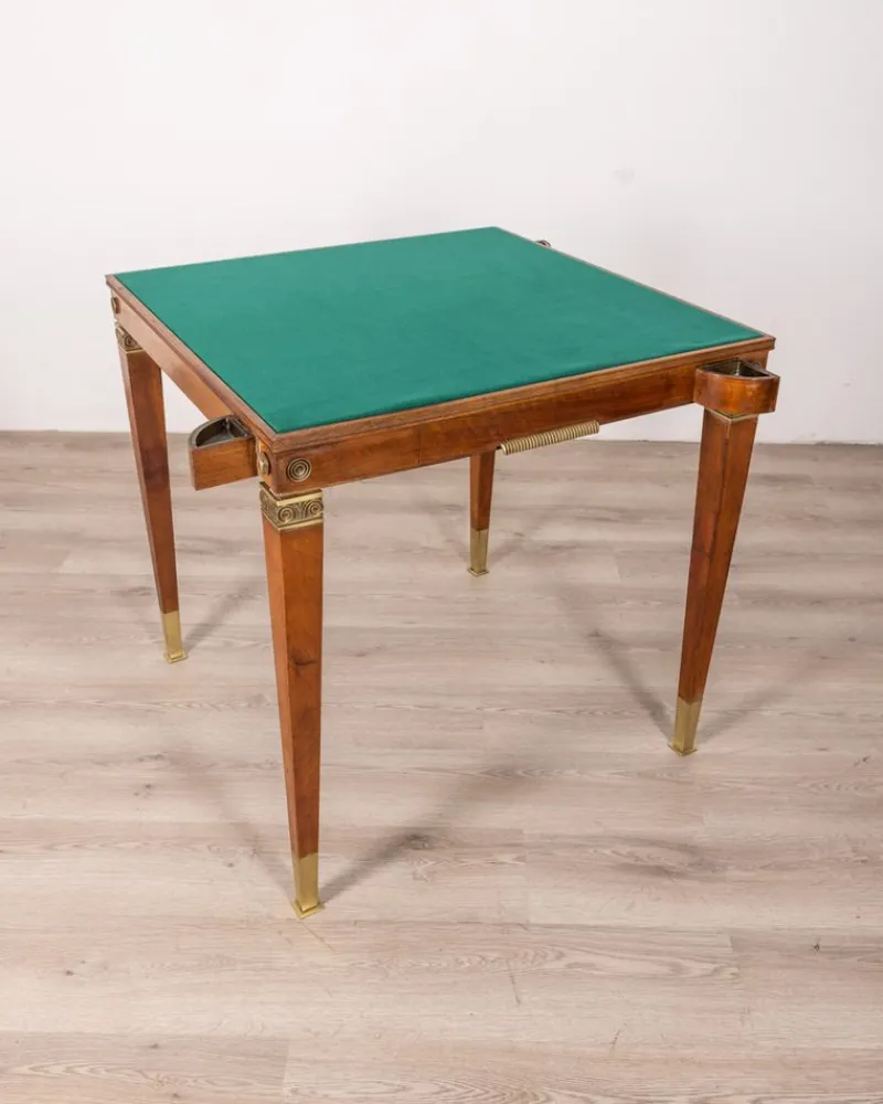 Discount Pamono Vintage Game Table in Wood and Golden Brass Italian Design, 1940s