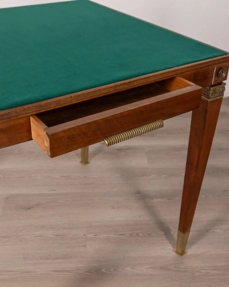 Discount Pamono Vintage Game Table in Wood and Golden Brass Italian Design, 1940s