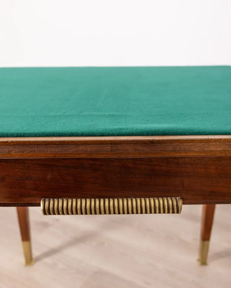 Discount Pamono Vintage Game Table in Wood and Golden Brass Italian Design, 1940s