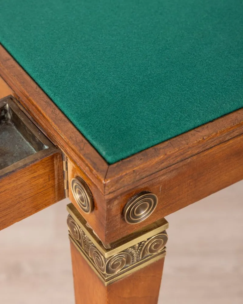 Discount Pamono Vintage Game Table in Wood and Golden Brass Italian Design, 1940s
