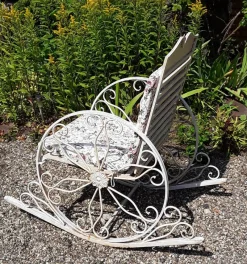 Outlet Pamono Vintage Garden Swing Chair with Decorated White Painted Metal Frame, 1970s