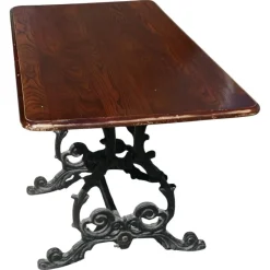 Pamono Vintage Garden Table in Cast Iron and Oak, 1920> Garden Tables