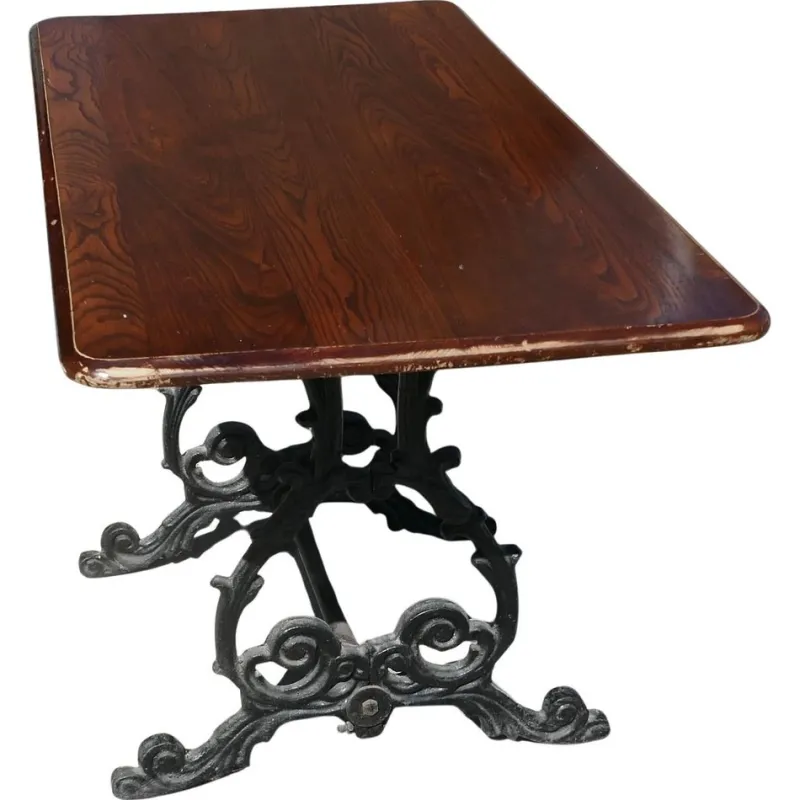 Pamono Vintage Garden Table in Cast Iron and Oak, 1920> Garden Tables