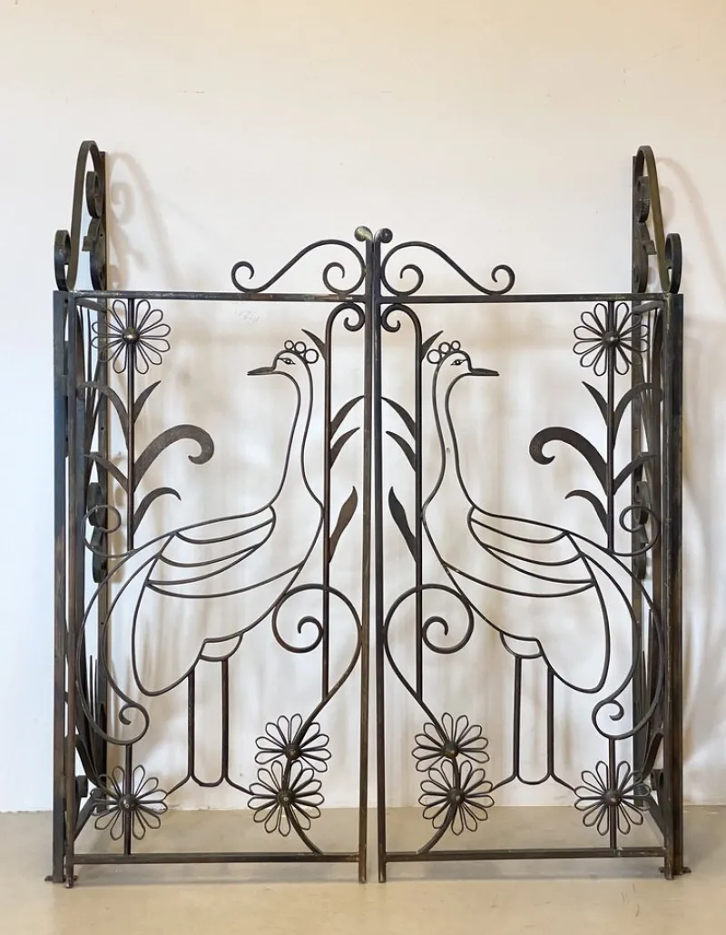 Pamono Vintage Gate in Wrought Iron, 1970s, Set of 2> Room Dividers & Screens