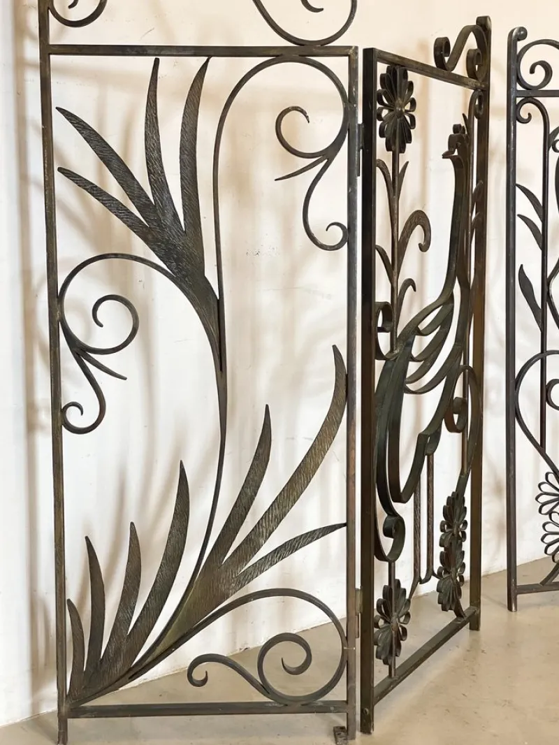 Pamono Vintage Gate in Wrought Iron, 1970s, Set of 2> Room Dividers & Screens
