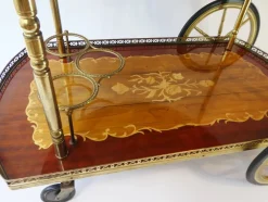 Pamono Vintage German Bar Cart with Inlaid Marquetry