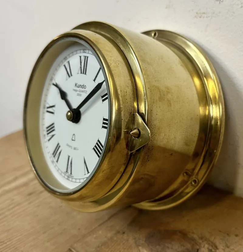 Pamono Vintage German Brass Ships Clock from Kundo, 1970s