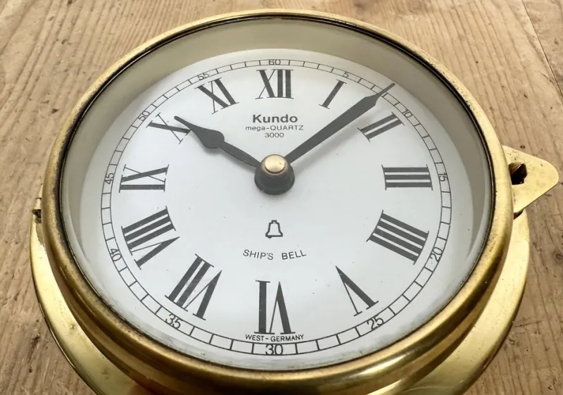 Pamono Vintage German Brass Ships Clock from Kundo, 1970s
