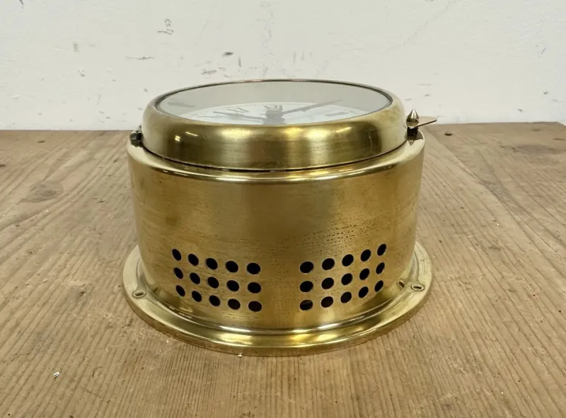 Pamono Vintage German Brass Ships Clock from Kundo, 1970s