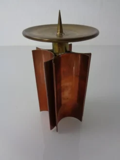 Pamono Vintage German Brutalist Candleholder in Copper and Brass, 1960s> Candleholders