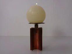 Pamono Vintage German Brutalist Candleholder in Copper and Brass, 1960s><noscript><img width=