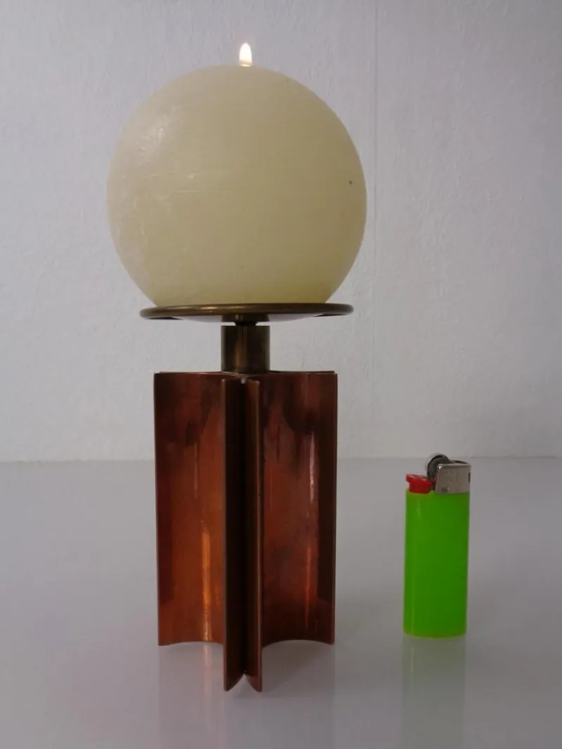 Pamono Vintage German Brutalist Candleholder in Copper and Brass, 1960s> Candleholders