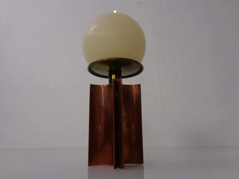 Pamono Vintage German Brutalist Candleholder in Copper and Brass, 1960s> Candleholders