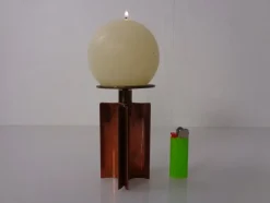 Pamono Vintage German Brutalist Candleholder in Copper and Brass, 1960s><noscript><img width=