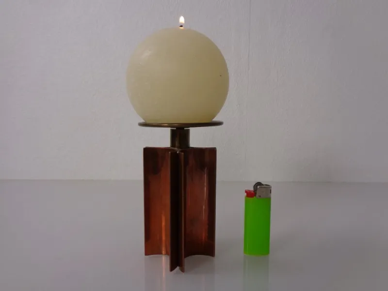 Pamono Vintage German Brutalist Candleholder in Copper and Brass, 1960s> Candleholders
