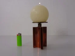 Pamono Vintage German Brutalist Candleholder in Copper and Brass, 1960s><noscript><img width=