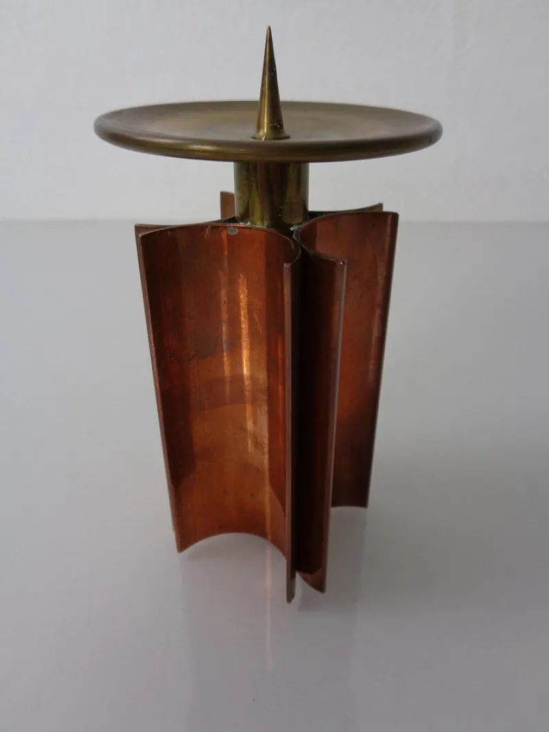 Pamono Vintage German Brutalist Candleholder in Copper and Brass, 1960s> Candleholders