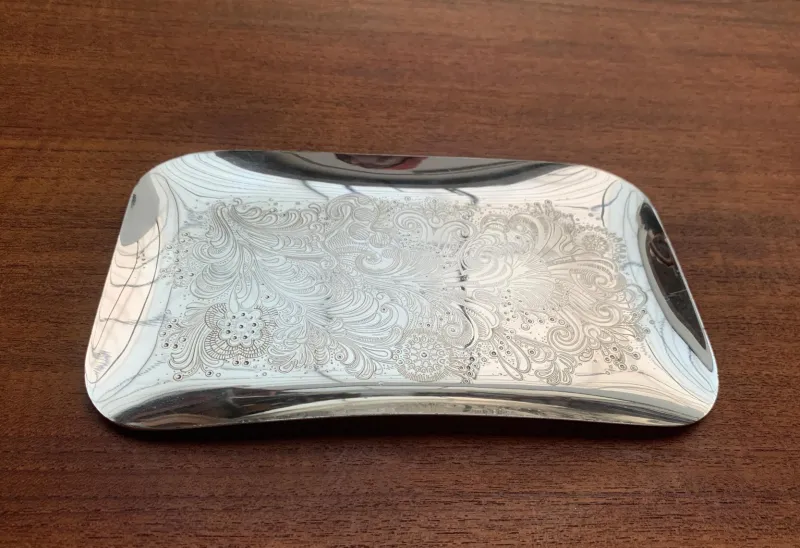 Pamono Vintage German Floral Metal Plate from WMF> Trays