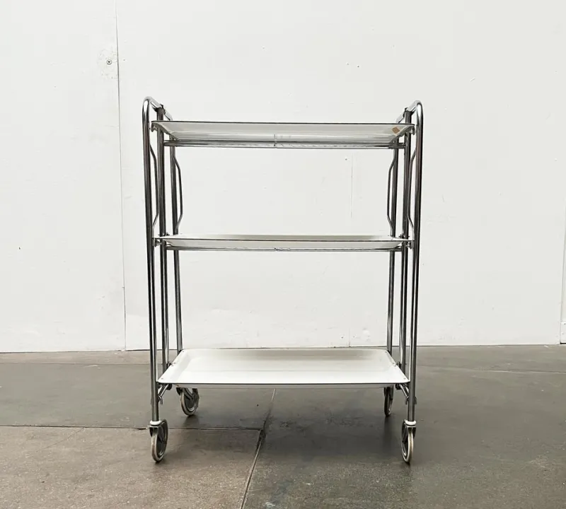 Hot Pamono Vintage German Foldable Service Cart with 3 Trays, 1970s