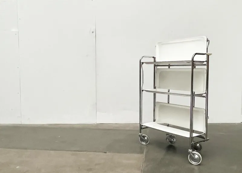 Hot Pamono Vintage German Foldable Service Cart with 3 Trays, 1970s