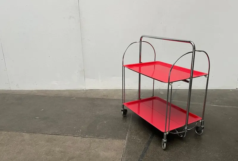 Pamono Vintage German Foldable Service Cart, Housebar or Side Table, 1970s> Serving Bar Carts & Trolleys