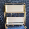 Pamono Vintage German Folding Serving Trolley in Brass-Plated Metal, 1970s> Serving Bar Carts & Trolleys