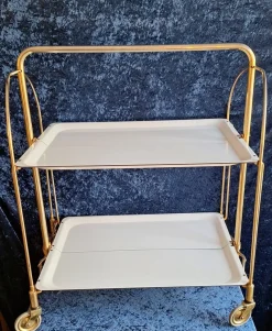 Pamono Vintage German Folding Serving Trolley in Brass-Plated Metal, 1970s><noscript><img width=