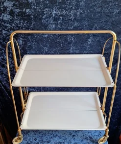 Pamono Vintage German Folding Serving Trolley in Brass-Plated Metal, 1970s><noscript><img width=