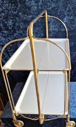 Pamono Vintage German Folding Serving Trolley in Brass-Plated Metal, 1970s><noscript><img width=