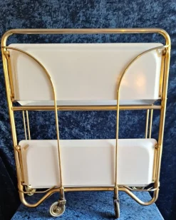 Pamono Vintage German Folding Serving Trolley in Brass-Plated Metal, 1970s><noscript><img width=