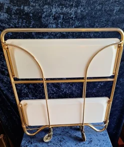 Pamono Vintage German Folding Serving Trolley in Brass-Plated Metal, 1970s><noscript><img width=