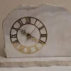 Pamono Vintage German Mantel Clock in White Marble with Brass Numerals, 1970s> Watches