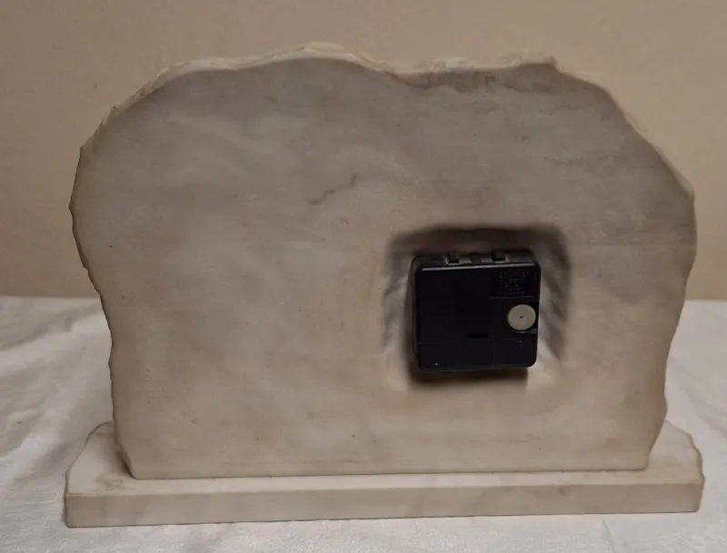 Pamono Vintage German Mantel Clock in White Marble with Brass Numerals, 1970s> Watches