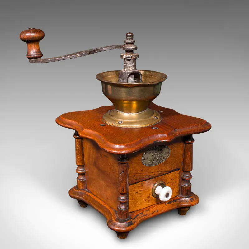 Pamono Vintage German Manual Coffee Grinder in Oak, 1930> Coffee & Tea Service