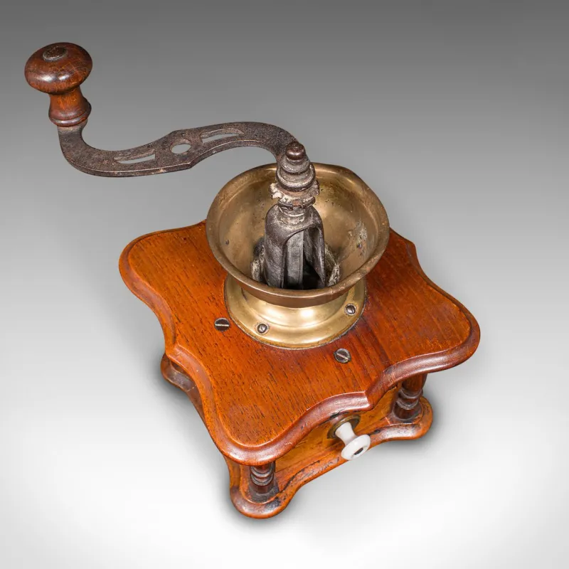 Pamono Vintage German Manual Coffee Grinder in Oak, 1930> Coffee & Tea Service