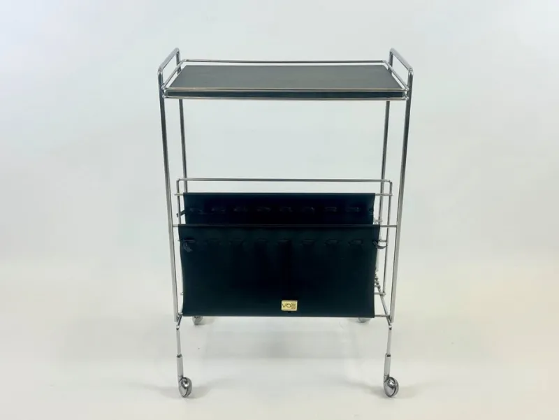 Pamono Vintage German Mini Bar Cart with Magazine Rack from Voss, 1970s> Magazine Racks