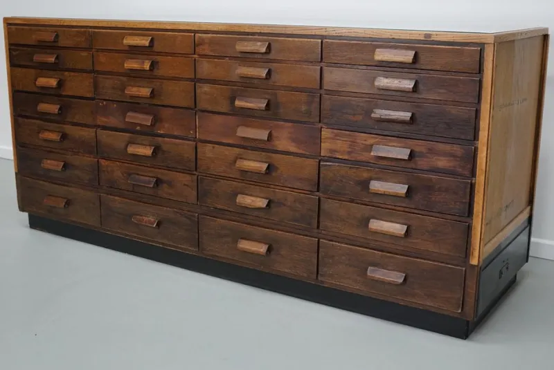 Pamono Vintage German Oak Glass Shop Counter Haberdashery Cabinet, 1950> Cabinets & Wardrobes