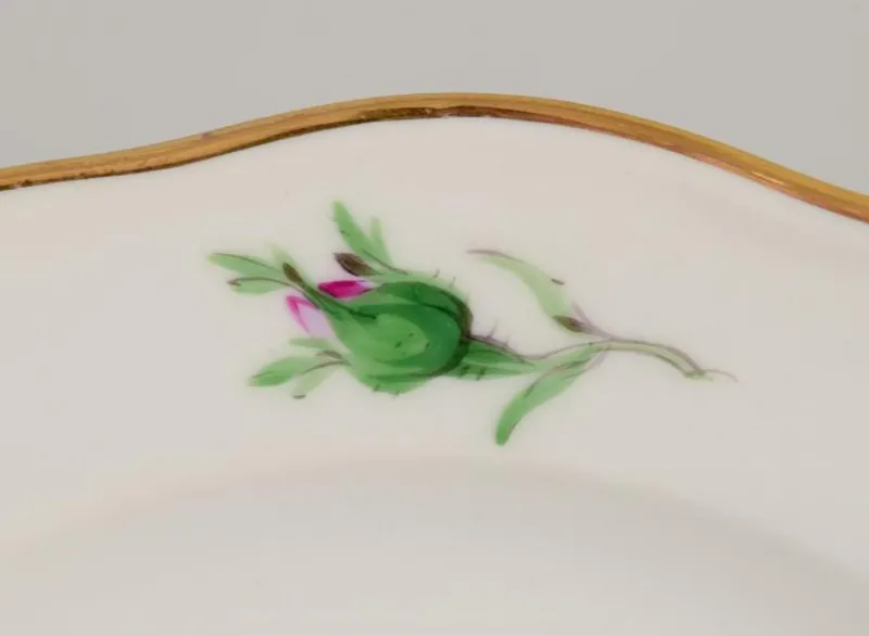 Pamono Vintage German Pink Rose Plates in Porcelain from Meissen, 1920s, Set of 5> Dinner Plates & Bowls