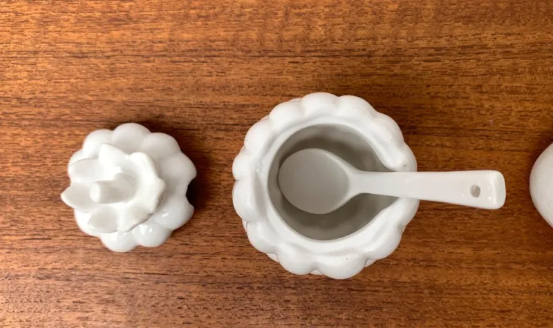 Discount Pamono Vintage German Porcelain Jam Pot with Lid and Spoon from Krömer Porzellan, 1970s, Set of 2