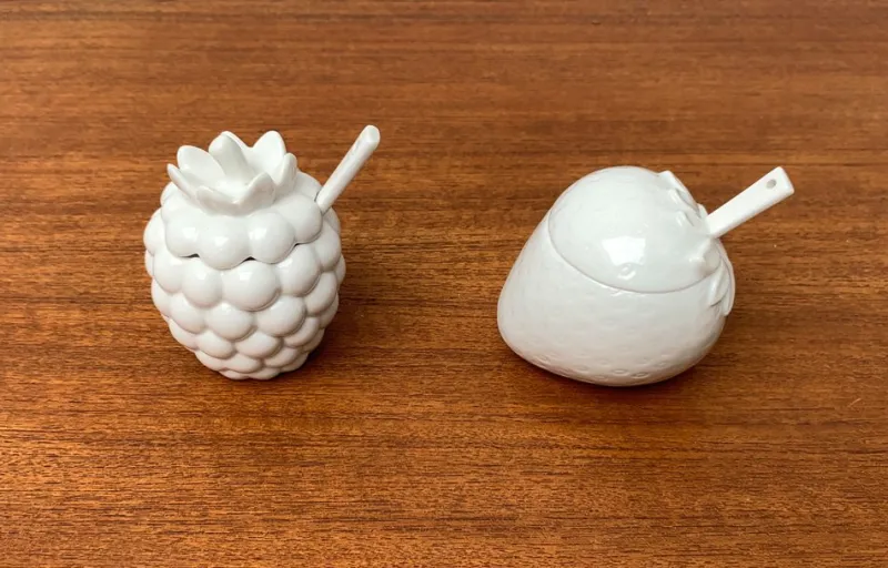 Discount Pamono Vintage German Porcelain Jam Pot with Lid and Spoon from Krömer Porzellan, 1970s, Set of 2
