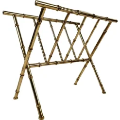 New Pamono Vintage Gilded Brass & Faux Bamboo Magazine Rack, Italy, 1960s